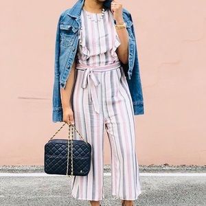 Xhiliration Pink and Gray Jumpsuit Size L